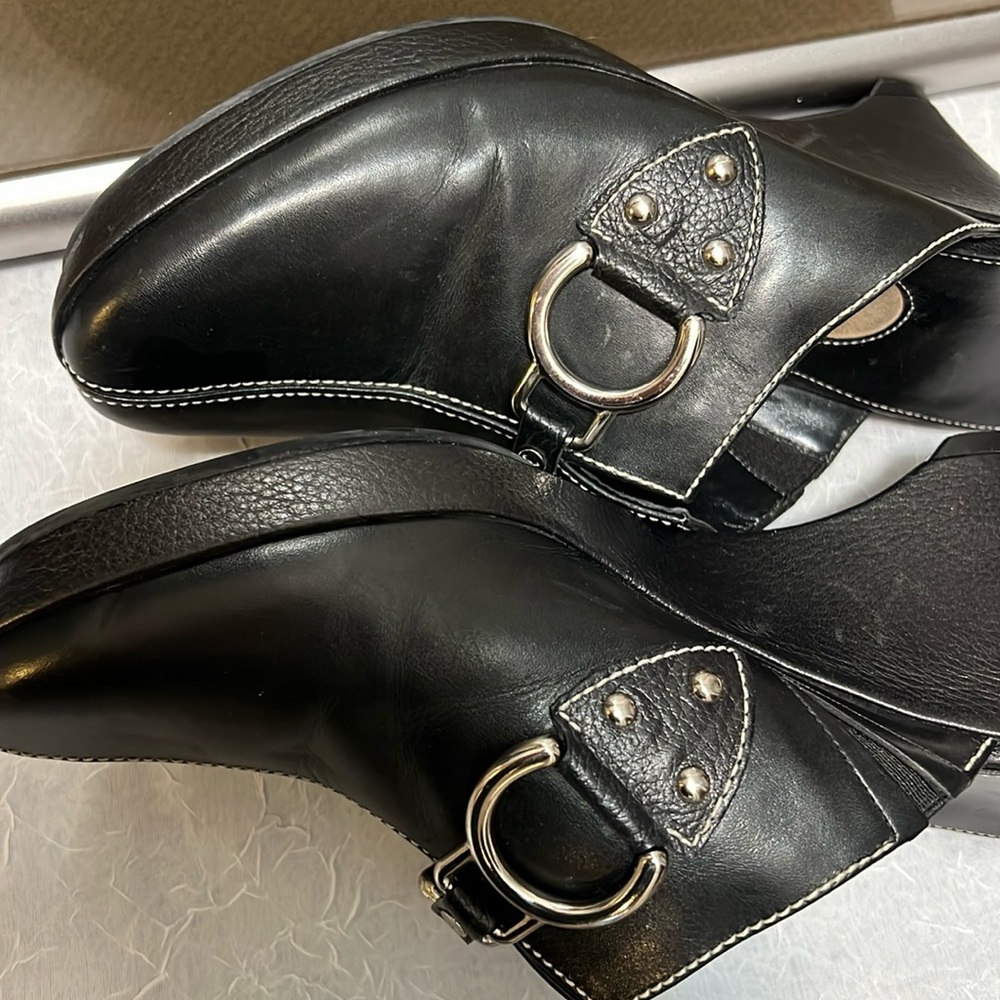 - Cole Haan Black Slip On Wedge Mules Size 9B - Picture 13 of 16
